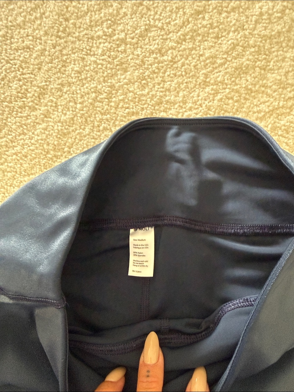 High-Rise Navy Faux-Leather Leggings - Picture 3 of 4